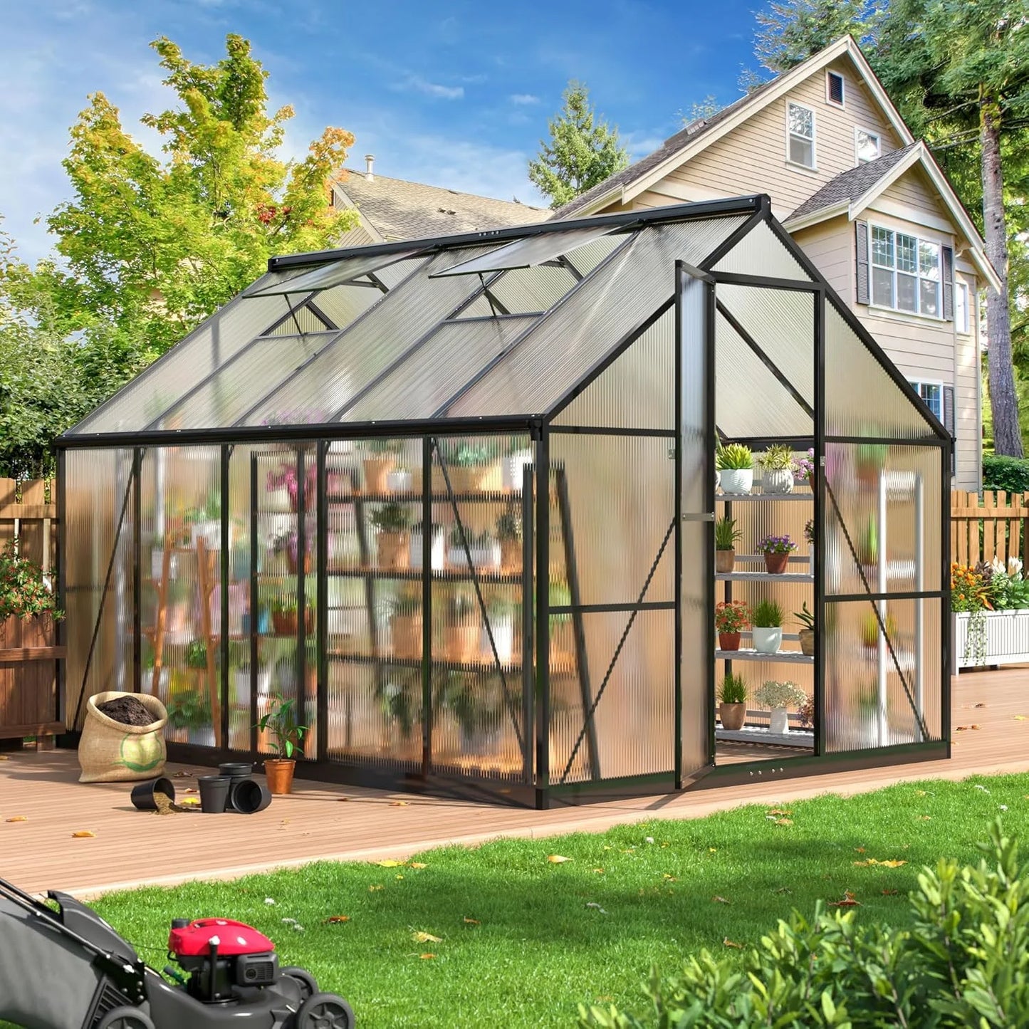 10X18FT Polycarbonate Greenhouse with Roof Vent