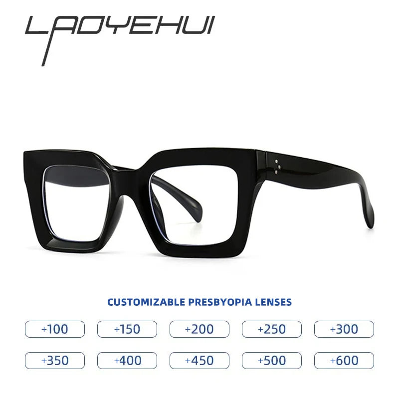 Vintage Oversized Square Anti Blue Light Reading Glasses