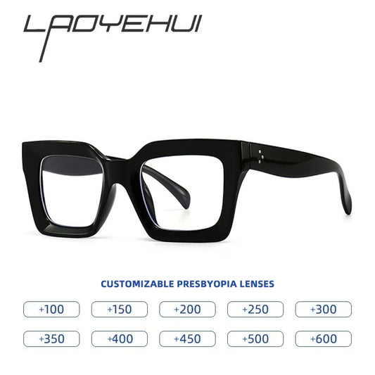 Vintage Oversized Square Anti Blue Light Reading Glasses
