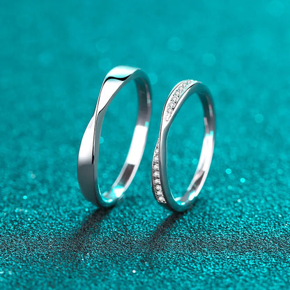 Gorgeous Couples Ring Set with Moissanite Cluster