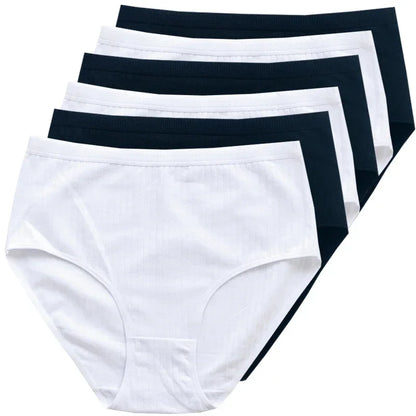 Chen Asta Women's Cotton High-Waist Briefs (6-Pack) - Breathable Plus Size Panties