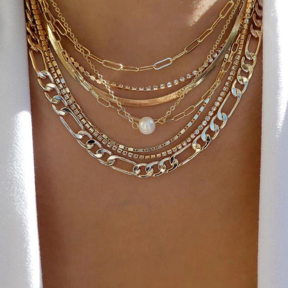 5pcs Simple Braided Bead Chain Necklaces