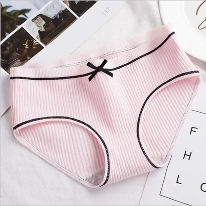 Women’s Ribbed Cotton Mid-Waist Bow Briefs