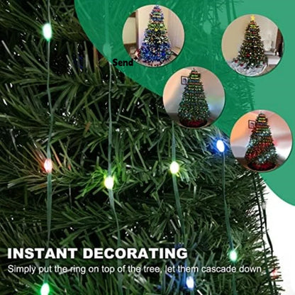 RGB Christmas Tree Waterfall Lights with Star Topper & App Control