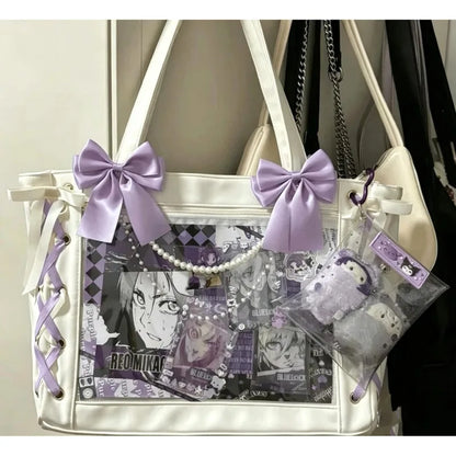 Japanese Cute Ribbon Ita Bag Transparent Lolita Tote Bag