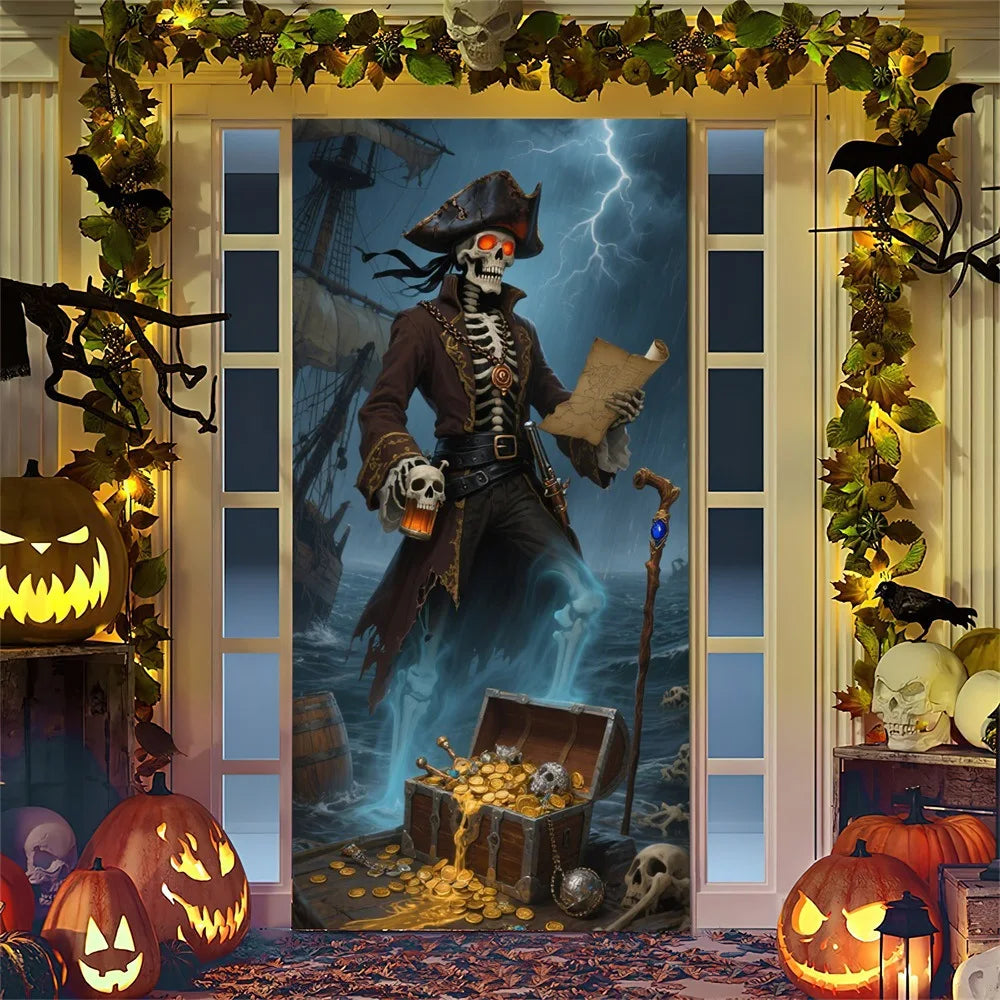 Spooky Ghostly Clown Door Curtain Backdrop