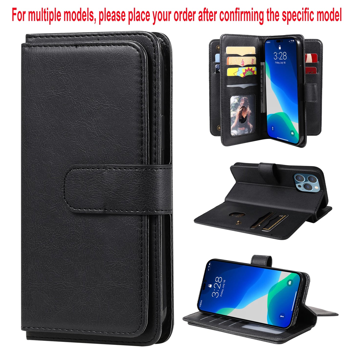Samsung Leather Storage Compartment Flip Card Slot Wallet Case