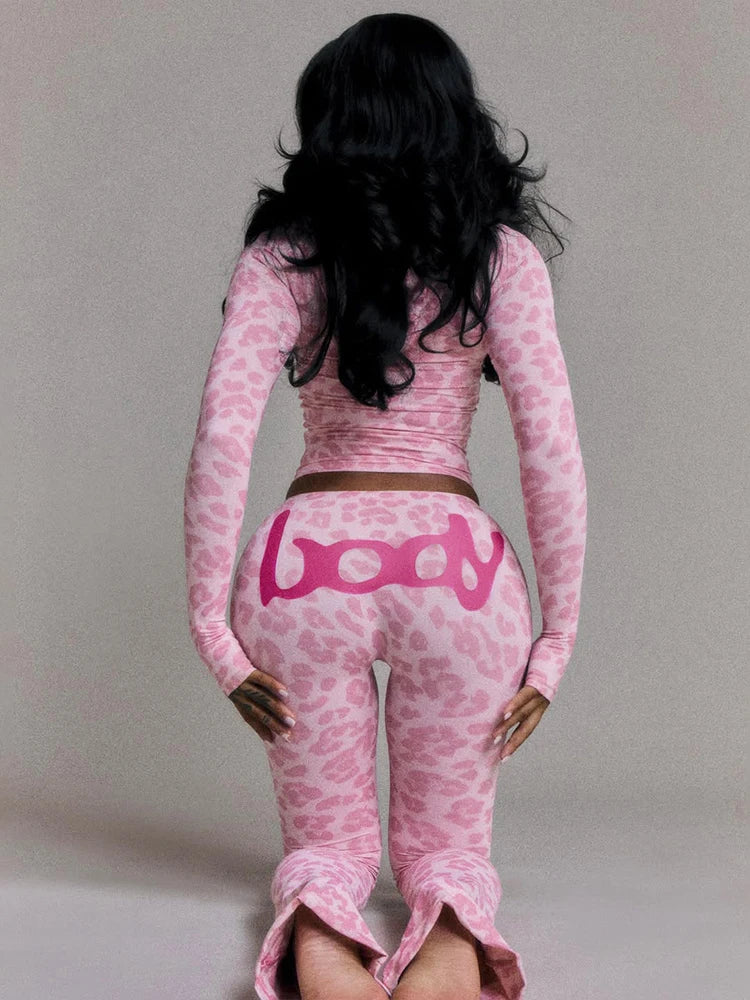 Printed 2Pce Hooded Crop Jacket + Leggings Set