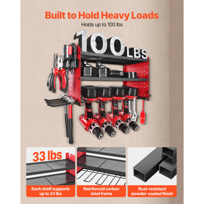 SucceBuy 3-Tier Wall-Mounted Power Tool Storage Organizer