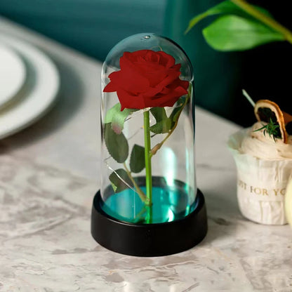 Artificial Eternal Rose LED Light in Glass Cover
