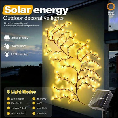 96 LED Solar Willow Vine Lights Outdoor Waterproof String Fairy Light