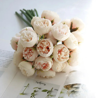 Rose Pink Peony Artificial Flowers Bouquet