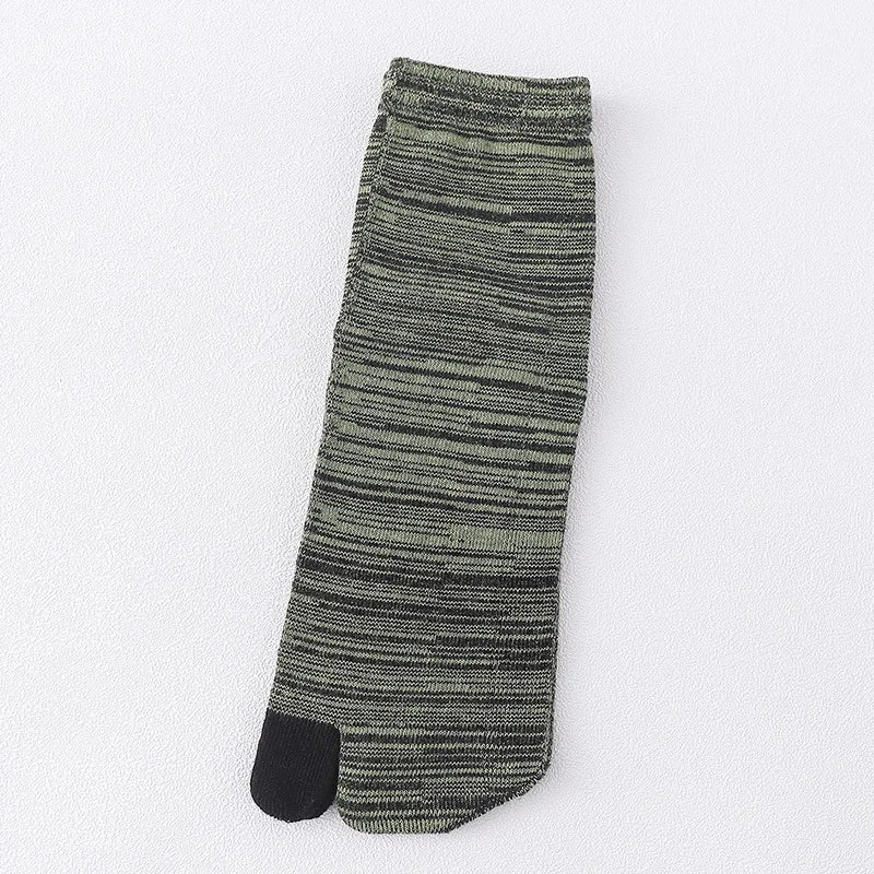 Unisex Retro Striped Cotton Tabi Split-Toe Socks (5-Pack)