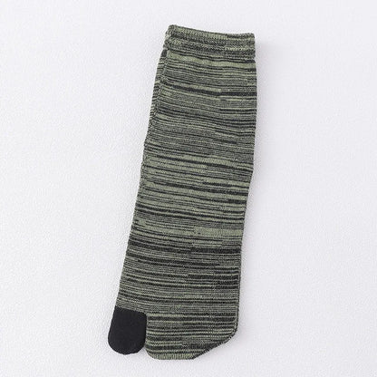 Unisex Retro Striped Cotton Tabi Split-Toe Socks (5-Pack)