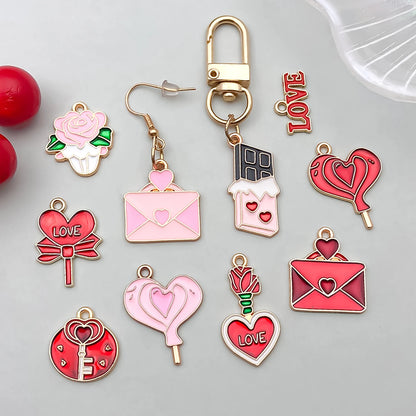 10-20 Piece Valentine's Day Mixed Alloy Flower Charms Set - DIY Jewelry Making Pendants