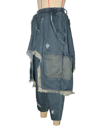 CM.YAYA Ripped Out Hole Denim Pants