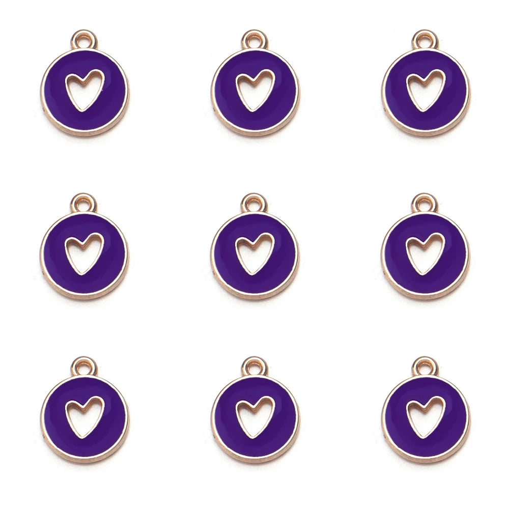 10pcs Double-Sided Enamel Heart Charms for DIY Jewelry Making