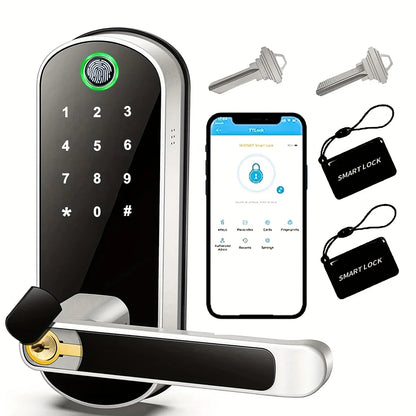 Smart Fingerprint Door Lock with WiFi App Control, NFC, and IP67 Waterproofing