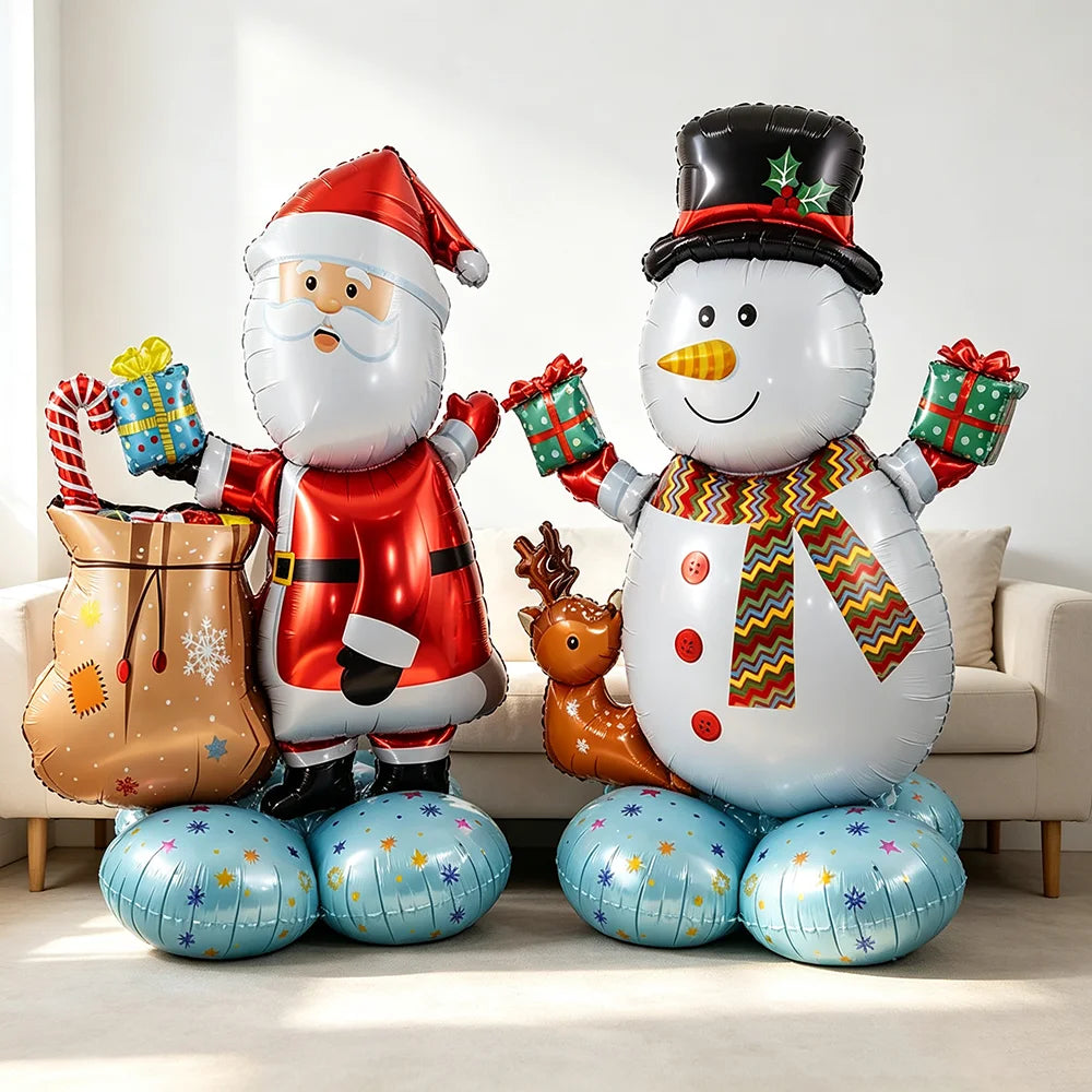 Standing Christmas Foil Balloons, Giant Christmas Tree Santa Snowman Reindeer Rocking Horse Balloons