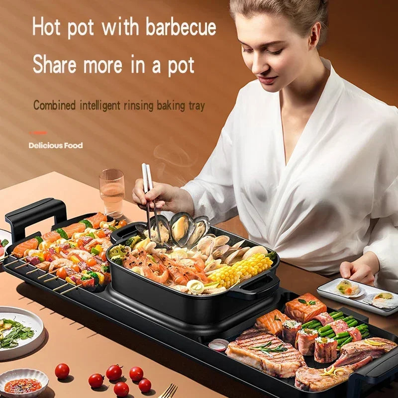 220V Multifunctional Indoor Electric BBQ Grill and Hot Pot