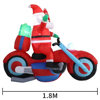1.8M / 6FT Christmas Inflatable Santa on Motorcycle with LED Lights