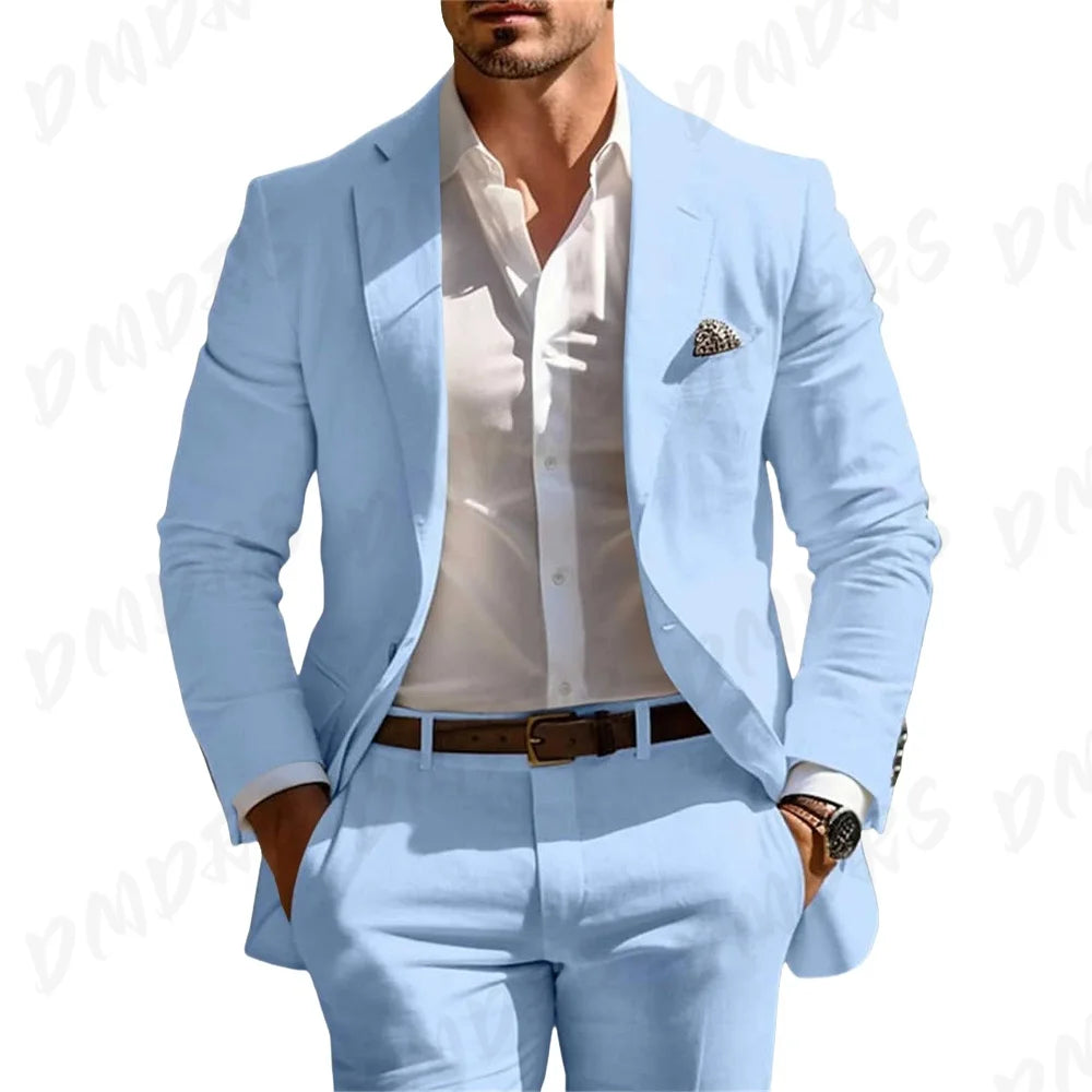 Men’s Formal Slim-Fit Suit Set – Premium Single-Breasted Wedding & Business Tuxedo
