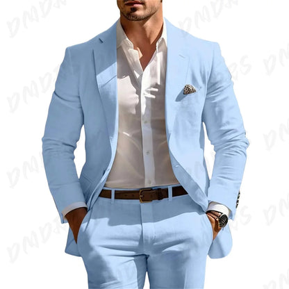 Men’s Formal Slim-Fit Suit Set – Premium Single-Breasted Wedding & Business Tuxedo