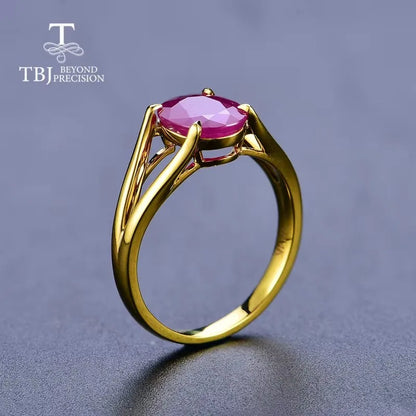 Women's 14K Gold Oval Natural Ruby Statement Ring
