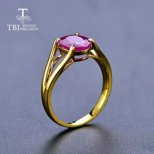 Women's 14K Gold Oval Natural Ruby Statement Ring
