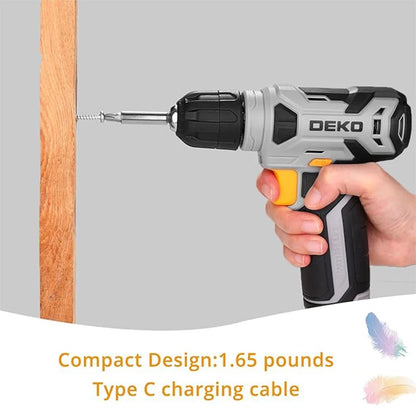 DEKO 8V Cordless Power Drill Set with 42-Piece Accessory Kit