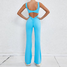 Seamless Backless Scrunch Fitness Flared Leg Jumpsuit