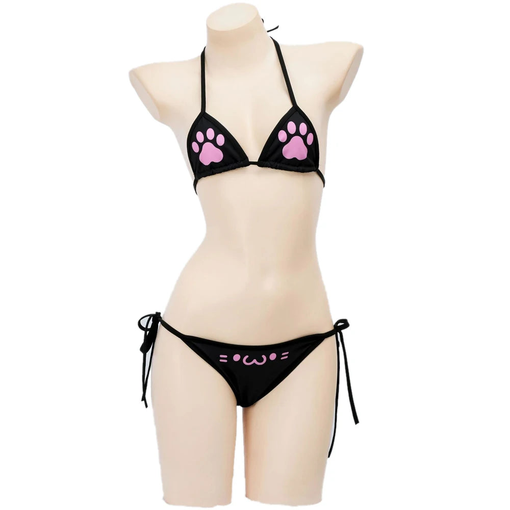 Kawaii Cat Paw Bikini Cosplay Swimsuit Set