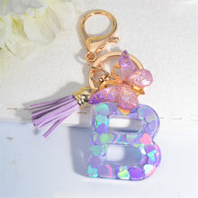 Exquisite Initial Blue Shiny Resin Keychain
