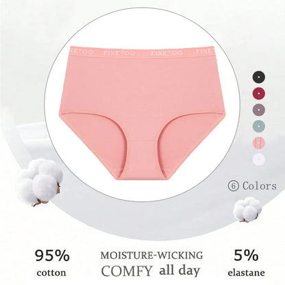 FINETOO 5Pcs Cotton High Waist Panties