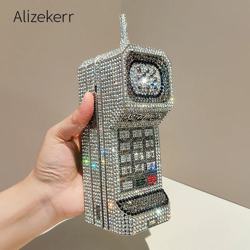 Alizekerr Cellphone Shaped Diamond Evening Bags