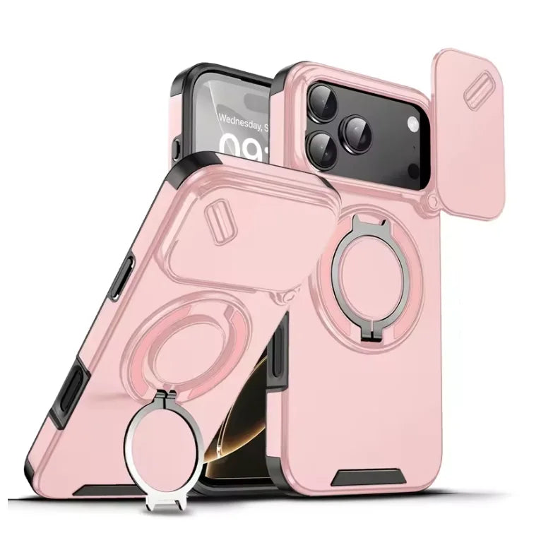 Armor Shockproof Magnetic Ring Stand iPhone Case with Camera Cover