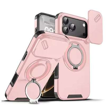 Armor Shockproof Magnetic Ring Stand iPhone Case with Camera Cover