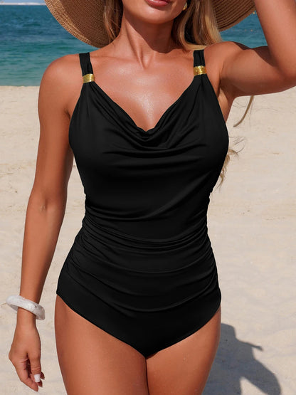 Strappy One-Piece Padded Swimwear