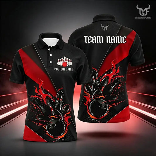 Men's Custom Name Bowling Graphic Polo Shirt