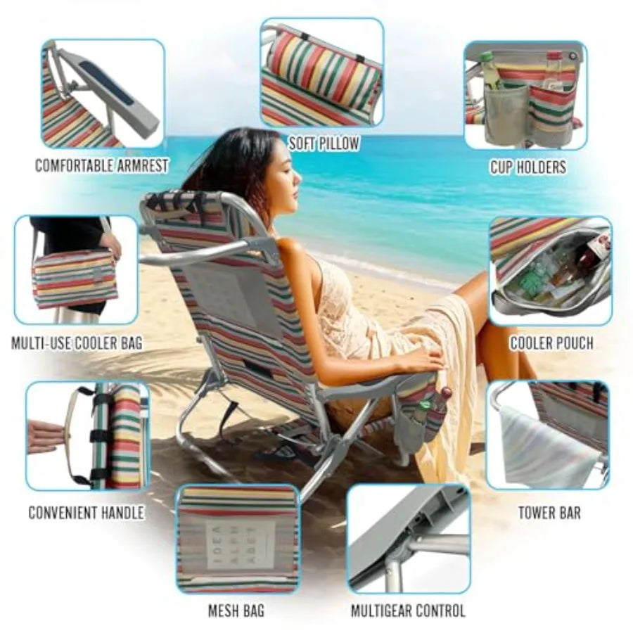 Backpack Beach Chair with Folding Camping Table
