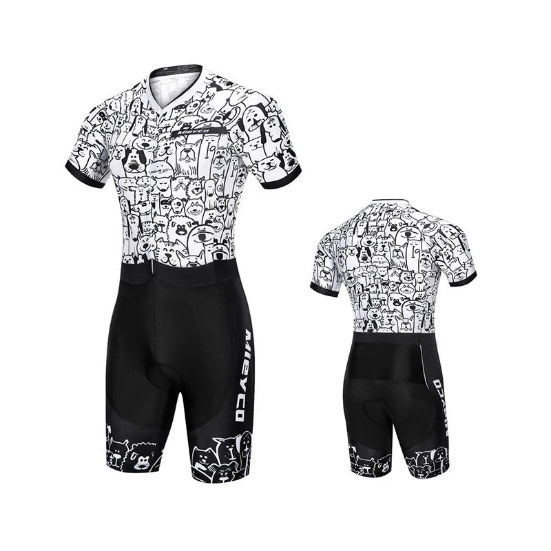 Men’s Short Sleeve Triathlon Skinsuit – Quick-Dry One-Piece Cycling, Running & Swimming Suit