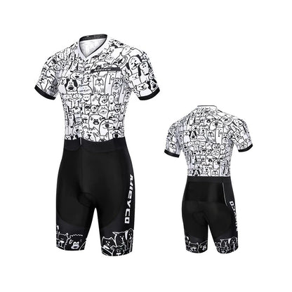 Men’s Short Sleeve Triathlon Skinsuit – Quick-Dry One-Piece Cycling, Running & Swimming Suit