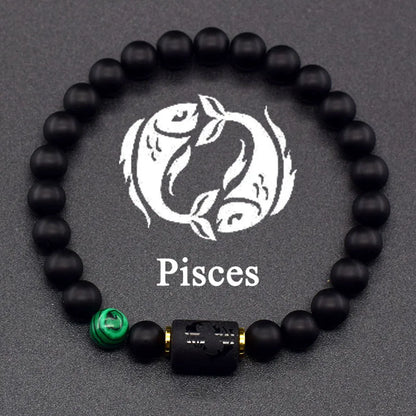 Natural Tiger Eye 12 Zodiac Bead Bracelet