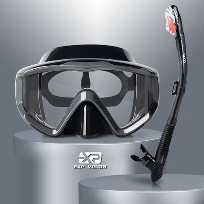 EXP VISION 3-Window Panoramic Snorkeling Mask & Dry Snorkel Set