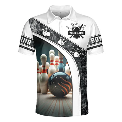 Men's Custom Name Cosmic Bowling Graphic Polo Shirt