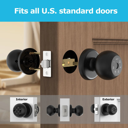 Ball-Shaped Smart Lock Fingerprint App-Controlled Electronic Touchscreen Keypad Door Lock