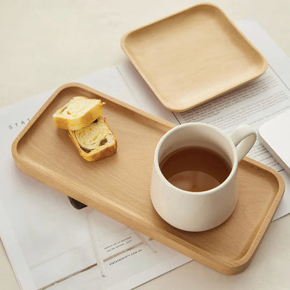 HeMu Walnut Beech Whole Wooden Japanese Dining Tray