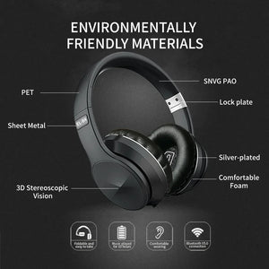 Foldable Bluetooth Earmuffs Headset with FM Radio TWS Wireless