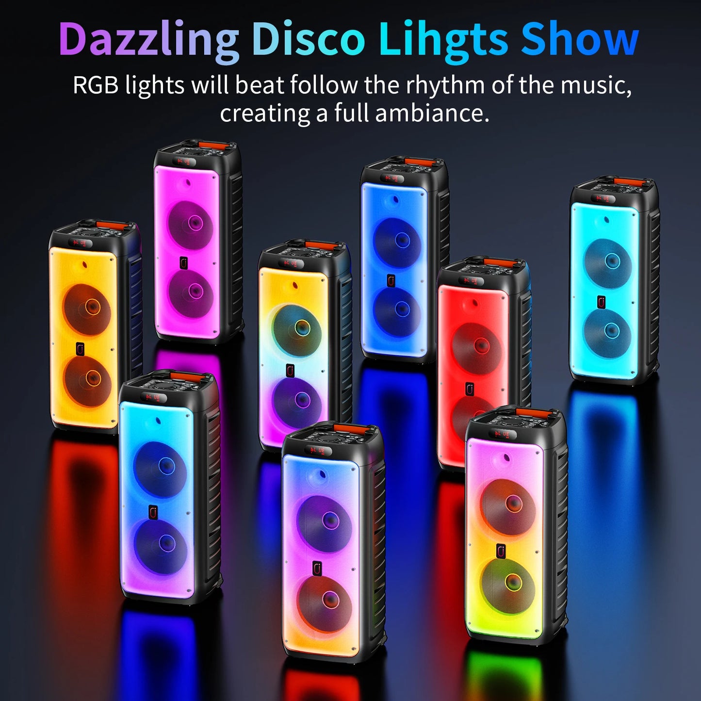 Portable Bluetooth Karaoke Speaker with Wheels & Wireless Microphones