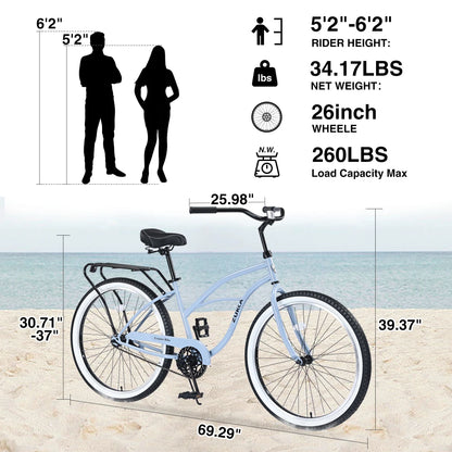 Single Speed 26" Steel Frame, Wide Tire Bicycle